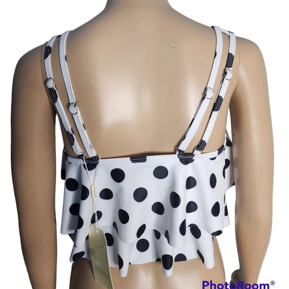 Vivi Fashion women's black/white dotted tankini Swimwear size M - Picture 2 of 5